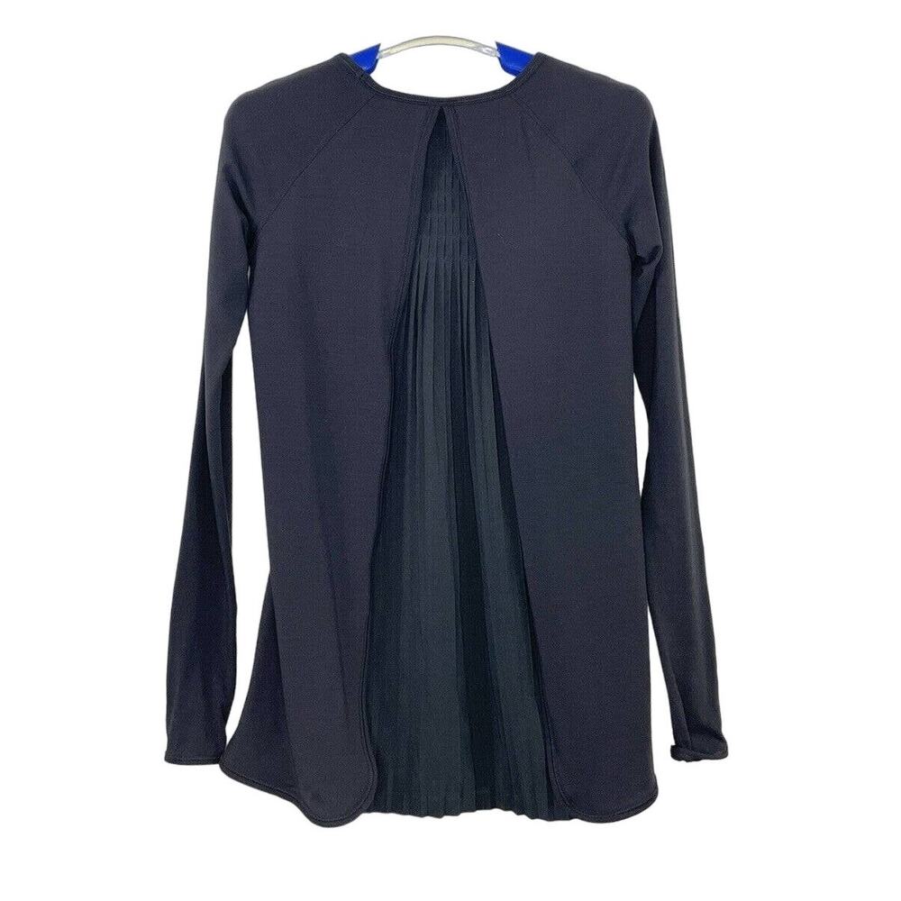 Lululemon Making Moves Long Sleeve Top Pleated Back Rulu Fabric Black Size 2 - Picture 2 of 9